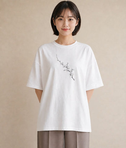 Tシャツ レディース さくら 桜 桜の枝 イラスト カジュアル 親子 20代 白T