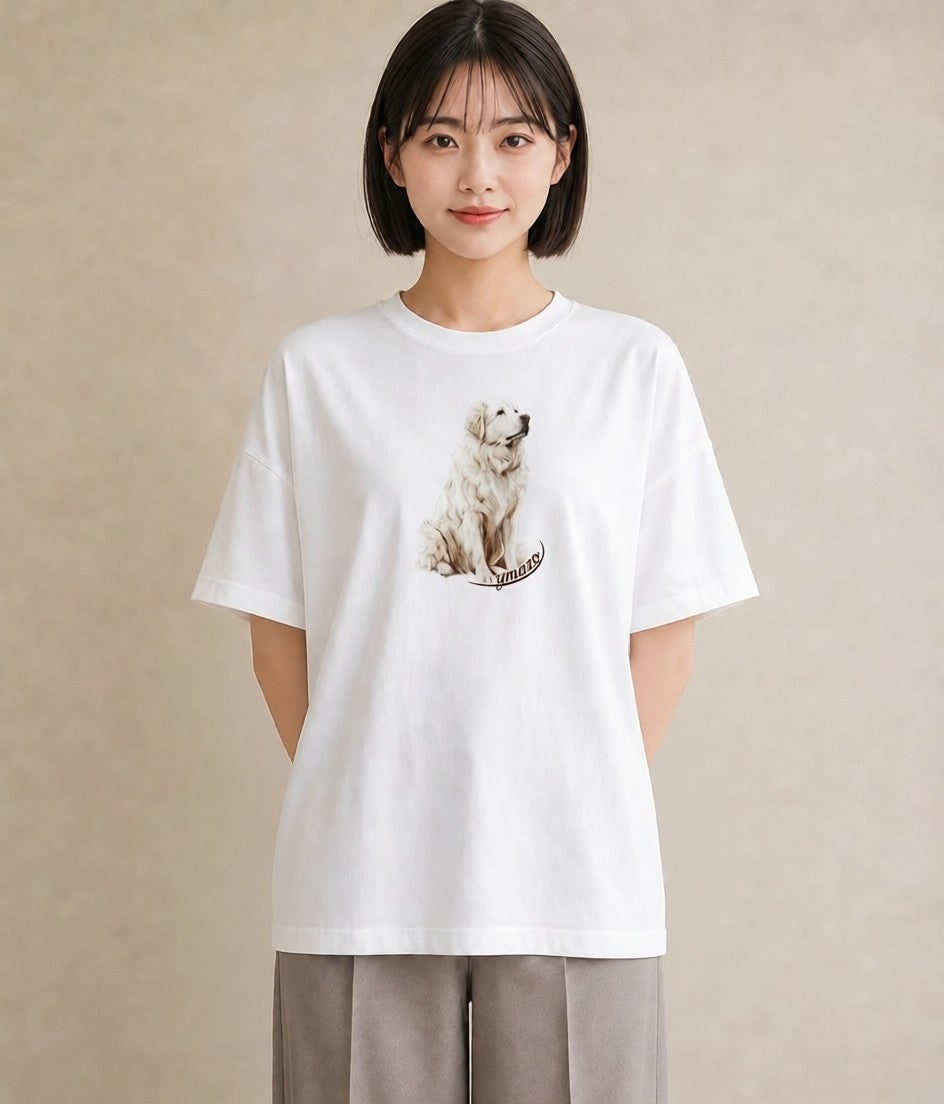 デザインTシャツ レディース 老犬 犬 いぬ イラスト カジュアル カフェ巡り 女子会 白T