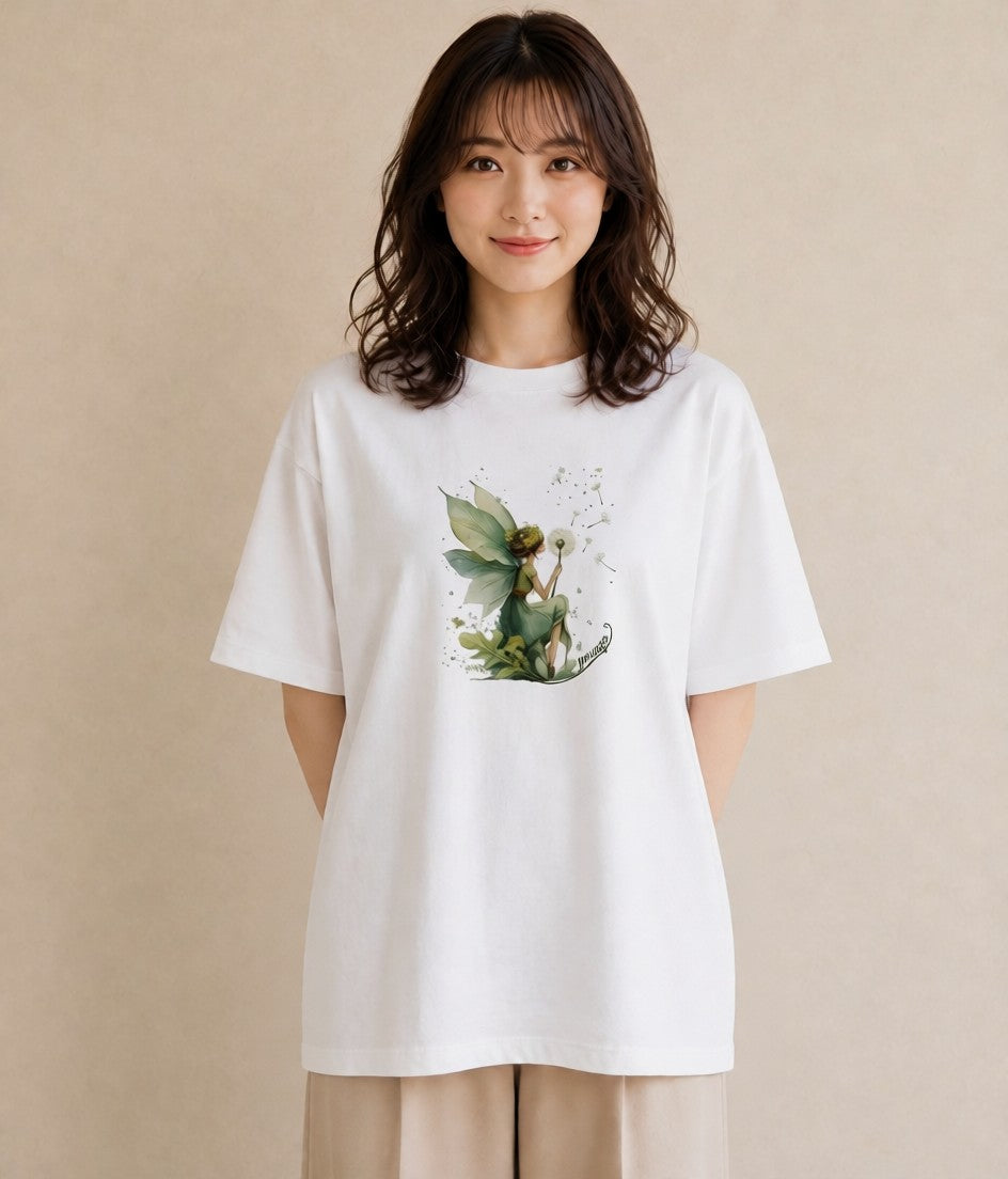 半袖Tシャツ レディース たんぽぽ 花 花柄 イラスト 抜け感 敬老の日 ホワイトデー 白T