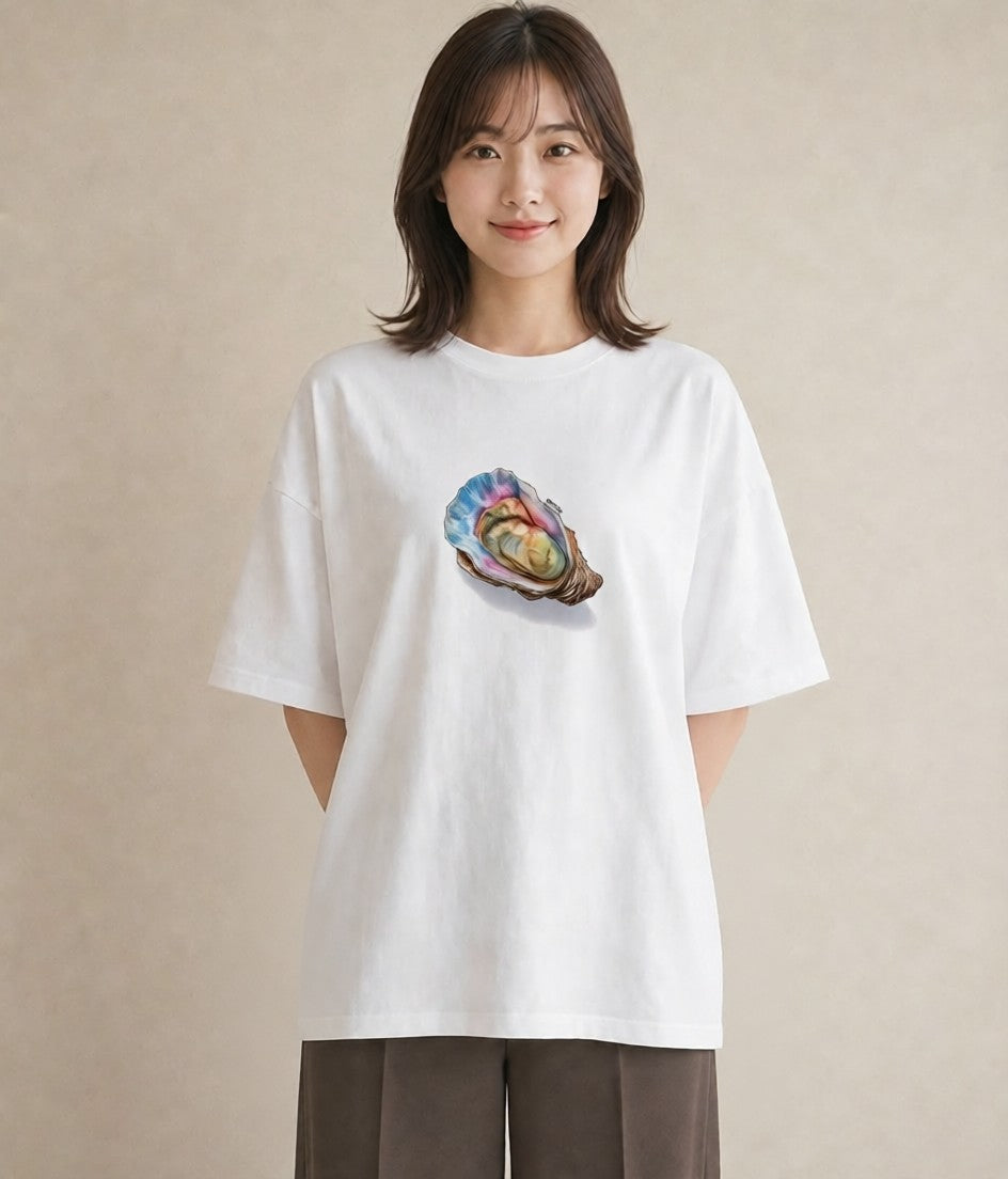 Tシャツ レディース 貝 海の生き物 海 イラスト アート風 旅行用 白T