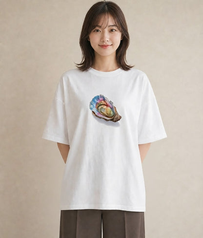 Tシャツ レディース 貝 海の生き物 海 イラスト アート風 旅行用 白T