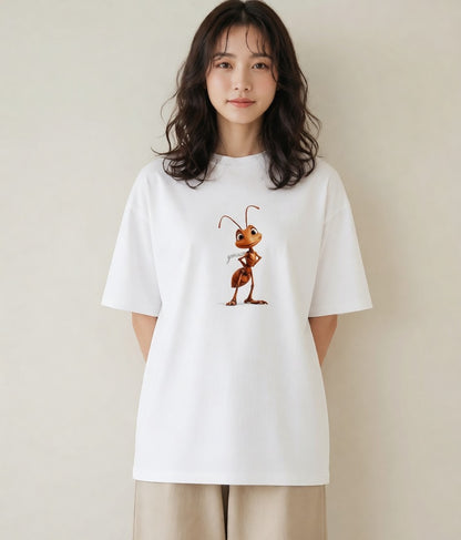 グラフィックTシャツ レディース アリ 昆虫 虫 イラスト ラフカジュアル 部屋着 女性向けギフト 白T