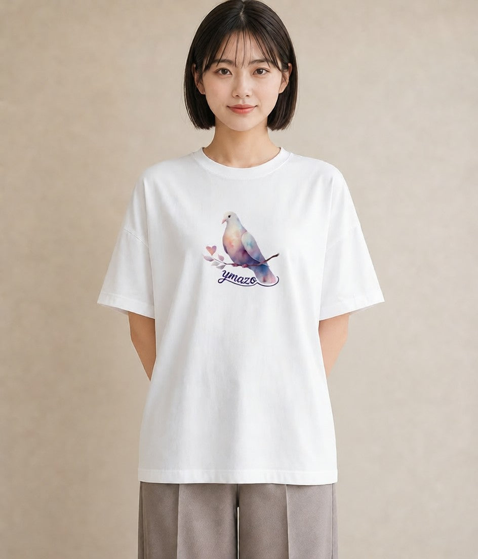グラフィックTシャツ レディース インコ ペット 動物 イラスト ミニマル ママ カフェ服 白T