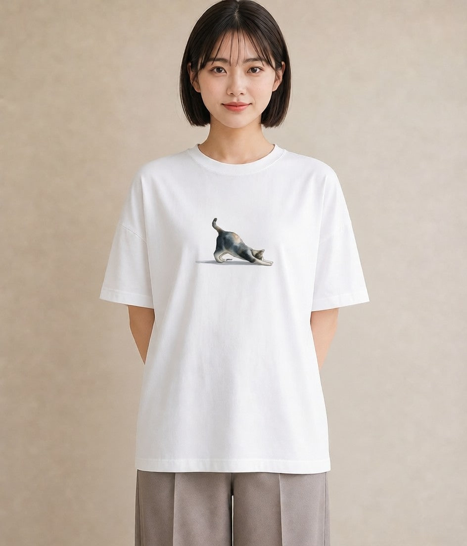 半袖Tシャツ レディース シャム柄 猫 ねこ イラスト ニュアンス 部屋着 女性向けギフト 白T