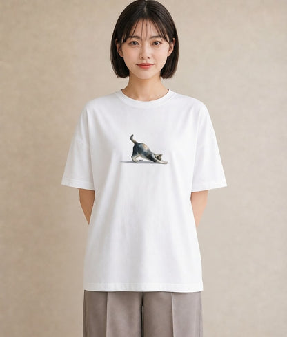 半袖Tシャツ レディース シャム柄 猫 ねこ イラスト ニュアンス 部屋着 女性向けギフト 白T