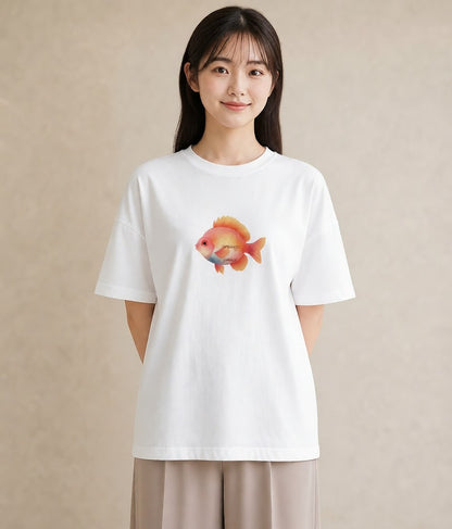 半袖Tシャツ レディース たい焼き 食べ物 フード イラスト 可愛い ビーチ デイリーウェア 白T
