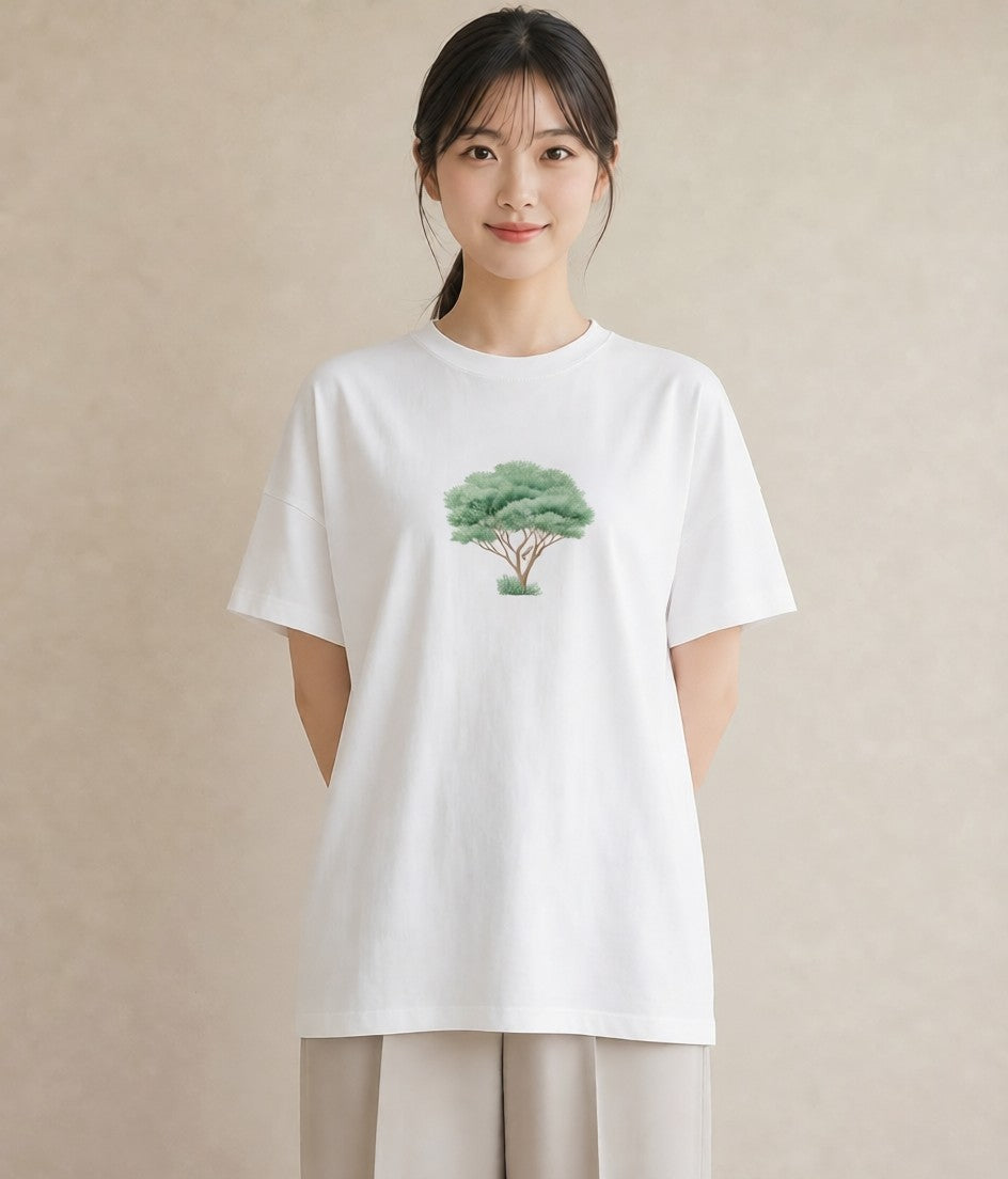 Tシャツ レディース 木 植物 ボタニカル イラスト お洒落 送別ギフト 通勤 白T