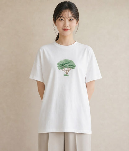 Tシャツ レディース 木 植物 ボタニカル イラスト お洒落 送別ギフト 通勤 白T