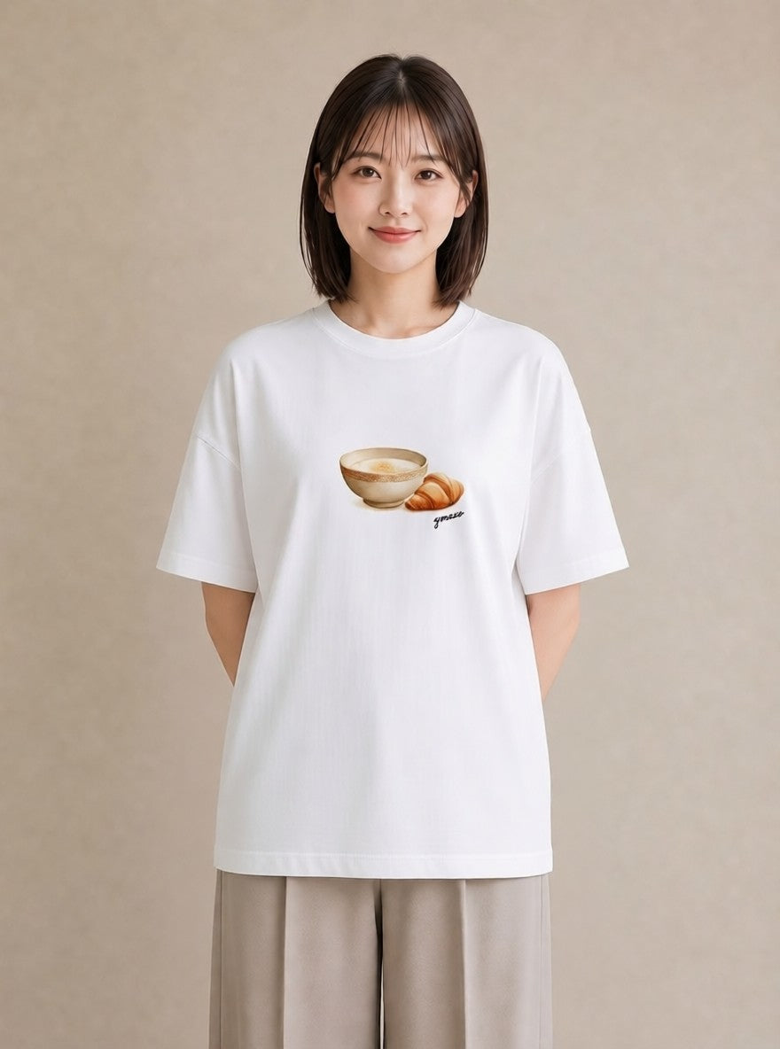Tシャツ レディース 食パン 食べ物 フード イラスト 水彩風 自分用 ルームウェア 白T