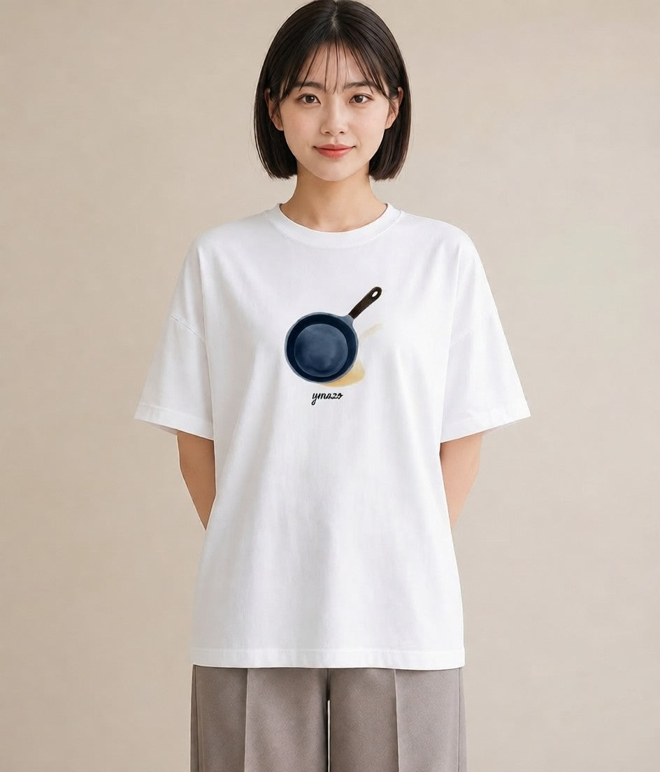 プリントTシャツ レディース 目玉焼き 食べ物 フード イラスト ミセス 春コーデ 白T