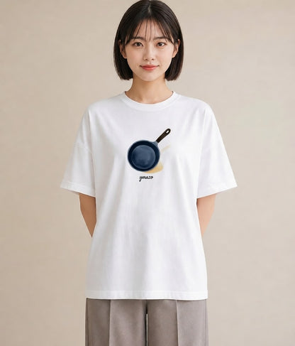 プリントTシャツ レディース 目玉焼き 食べ物 フード イラスト ミセス 春コーデ 白T