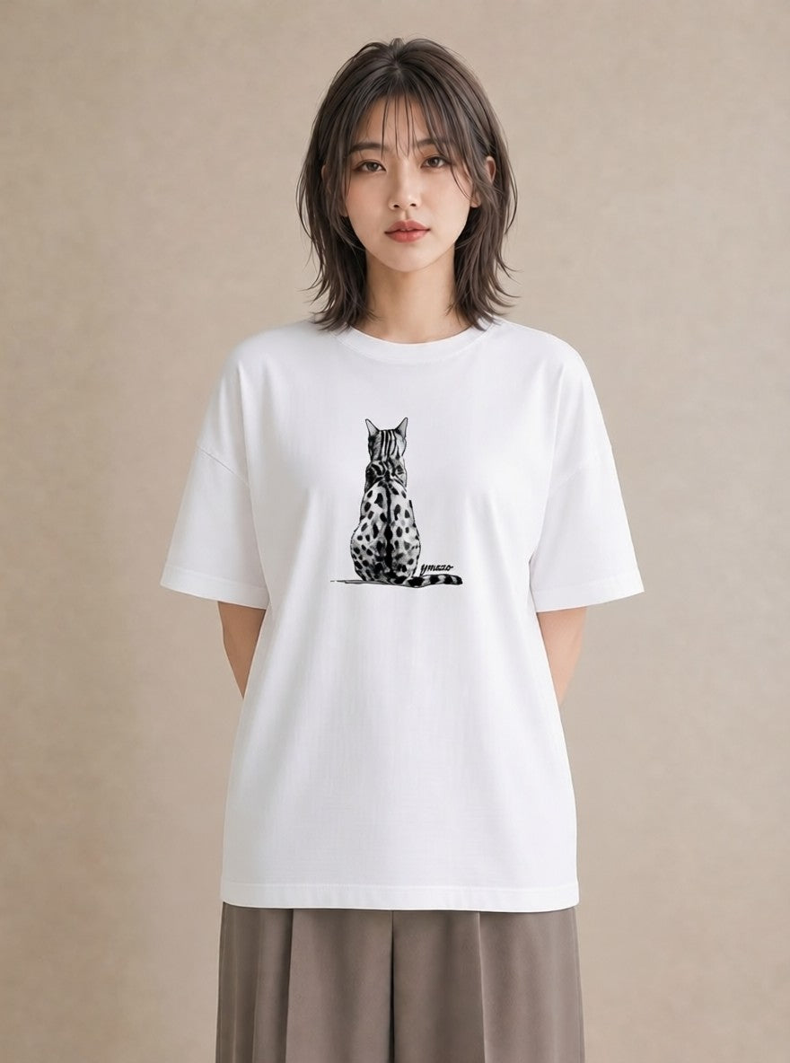 グラフィックTシャツ レディース 三毛猫 みけねこ 三毛 猫 ねこ イラスト ユニーク 誕生日プレゼント 綿100 白T