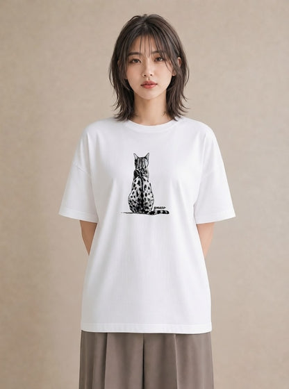 グラフィックTシャツ レディース 三毛猫 みけねこ 三毛 猫 ねこ イラスト ユニーク 誕生日プレゼント 綿100 白T