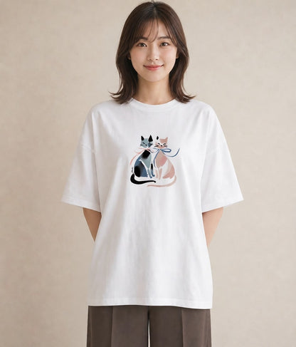 グラフィックTシャツ レディース ニャンコ 猫 ねこ イラスト 普段使い ギフト 母の日 白T