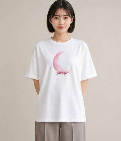 半袖Tシャツ レディース 三日月 星空 宇宙 イラスト ミニマル 送別ギフト 通勤 白T