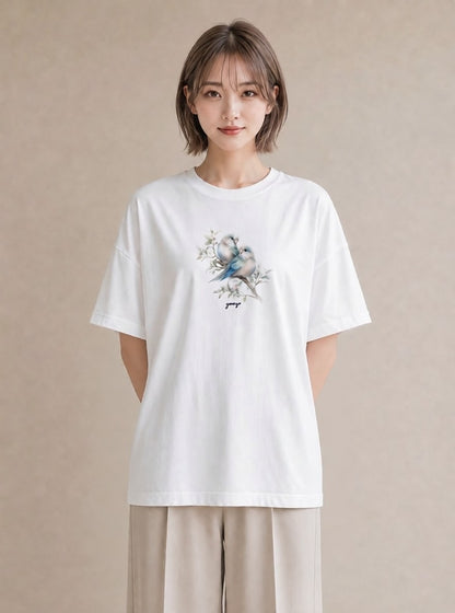 グラフィックTシャツ レディース コザクラインコ ペット 動物 イラスト カフェコーデ デート 帰省 白T