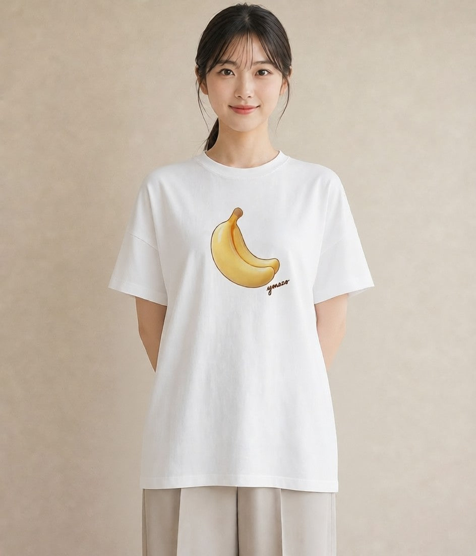 デザインTシャツ レディース バナナ 食べ物 フード イラスト 休日コーデ 旅行 母娘コーデ 白T