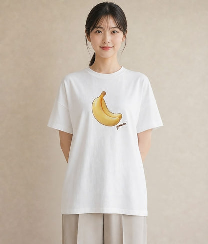 デザインTシャツ レディース バナナ 食べ物 フード イラスト 休日コーデ 旅行 母娘コーデ 白T