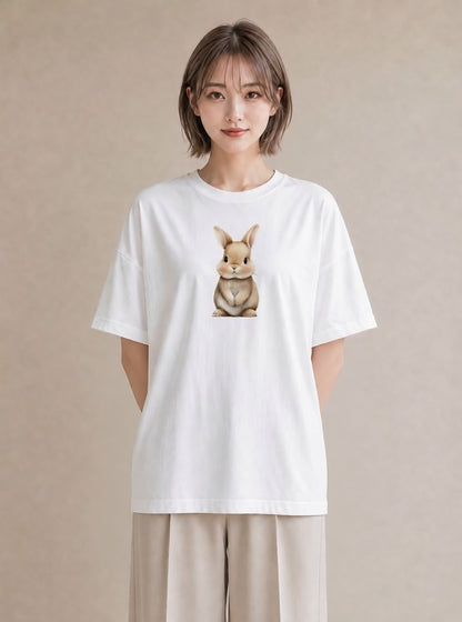 Tシャツ レディース ロップイヤー ペット 動物 イラスト アート風 女性 旅行用 白T