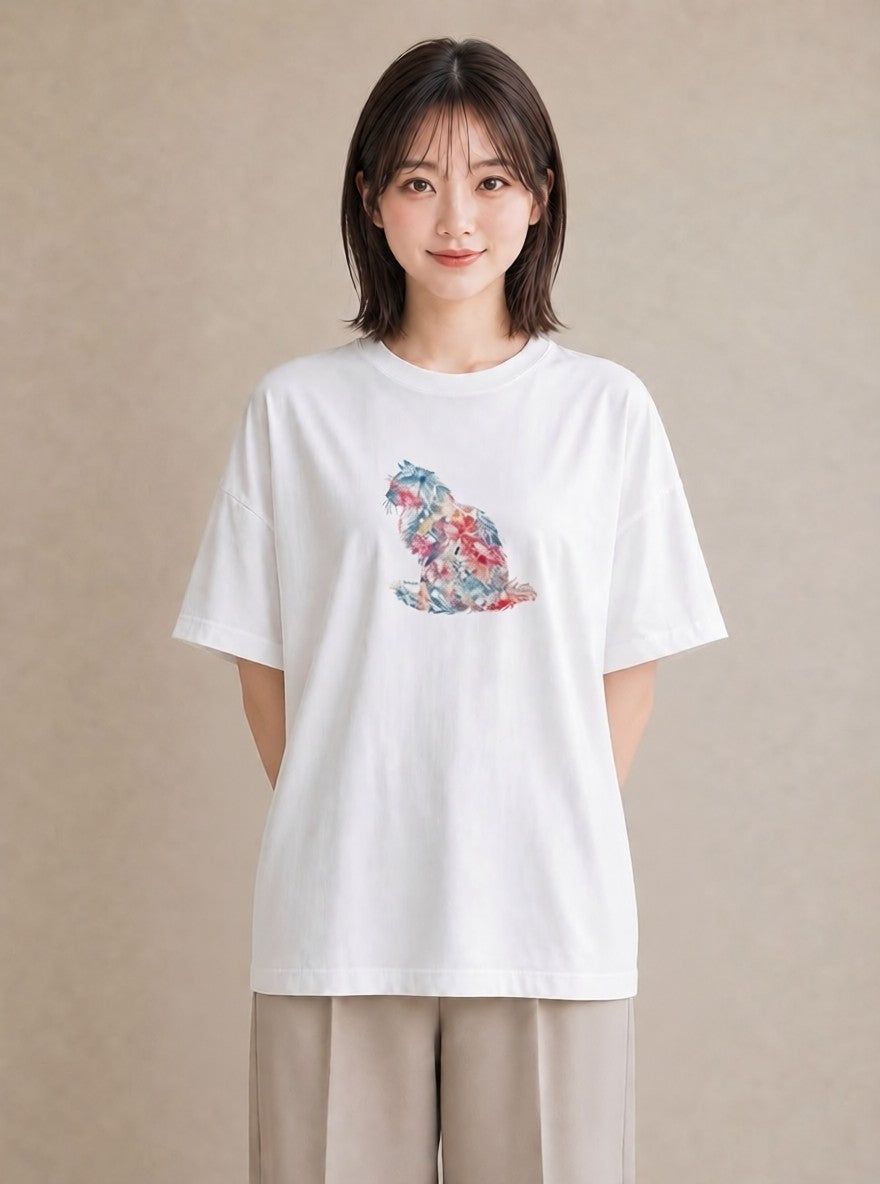 デザインTシャツ レディース 猫の手 猫 ねこ イラスト ラフ 女子会 お揃い 白T