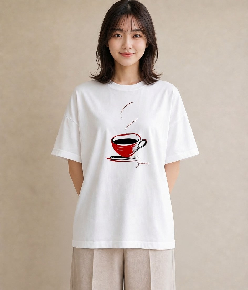 プリントTシャツ レディース コーヒー カフェ 珈琲 イラスト ヴィンテージ風 部屋着 女性向けギフト 白T