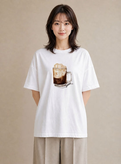 グラフィックTシャツ レディース カフェラテ 食べ物 フード イラスト 北欧風 姉妹 送別ギフト 白T