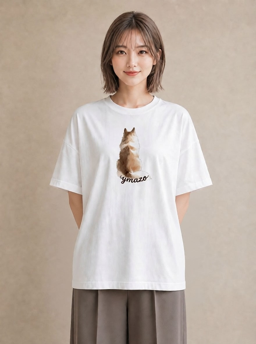 Tシャツ レディース いぬ 犬 ワンコ イラスト フェミニン 母の日 ビーチ 白T