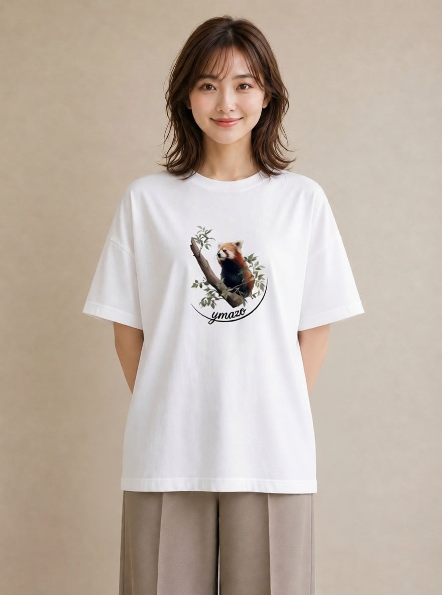 デザインTシャツ レディース パンダ 動物 アニマル イラスト こなれ感 帰省 ラフ 白T