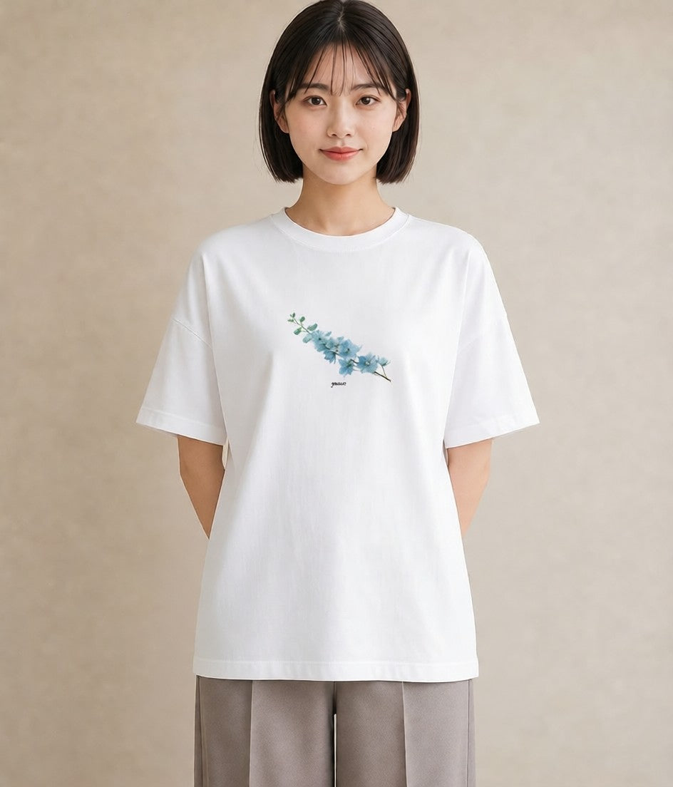 半袖Tシャツ レディース ポスト 野の花 レトロ ナチュラル アンティーク イラスト 淡色 敬老の日 ホワイトデー 白T