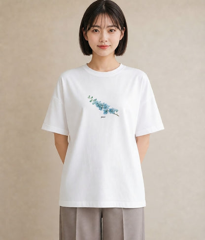 半袖Tシャツ レディース ポスト 野の花 レトロ ナチュラル アンティーク イラスト 淡色 敬老の日 ホワイトデー 白T