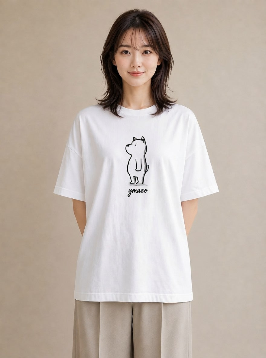 半袖Tシャツ レディース 犬 いぬ イラスト ユニーク デイリーウェア 休日 白T