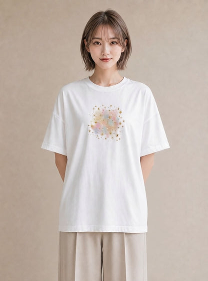 プリントTシャツ レディース 牡羊座 星空 宇宙 イラスト ニュアンス 母娘コーデ 自分用 白T