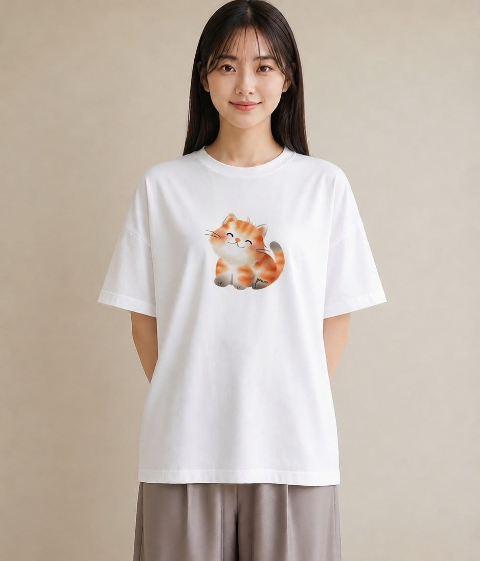 デザインTシャツ レディース ソマリ 猫 ねこ イラスト 線画 ママ カフェ服 白T
