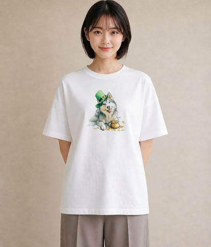 プリントTシャツ レディース シベリアンハスキー 犬 いぬ イラスト レイヤード 友達ギフト 白T