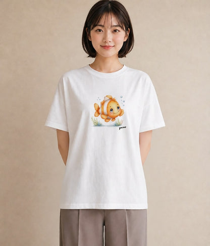 Tシャツ レディース 金魚 ペット 動物 イラスト 韓国風 女性 旅行用 白T