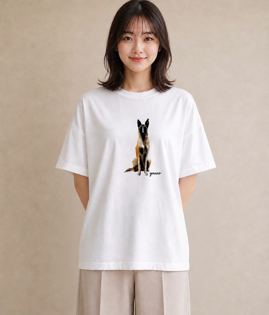 グラフィックTシャツ レディース ジャーマンシェパード 犬 いぬ イラスト 手描き風 ホワイトデー 春服 白T