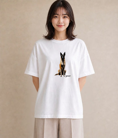 グラフィックTシャツ レディース ジャーマンシェパード 犬 いぬ イラスト 手描き風 ホワイトデー 春服 白T