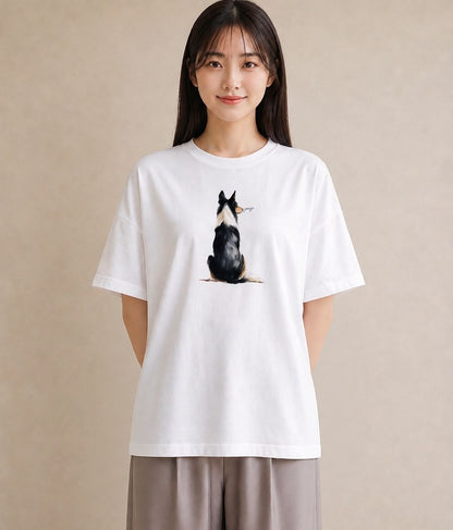 デザインTシャツ レディース ボーダーコリー 犬 いぬ イラスト シンプル 部屋着 女性向けギフト 白T