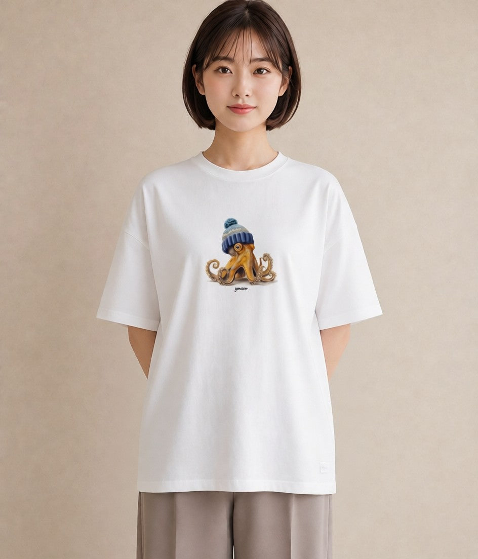 プリントTシャツ レディース イカ 海の生き物 海 イラスト ラフ 女子会 お揃い 白T
