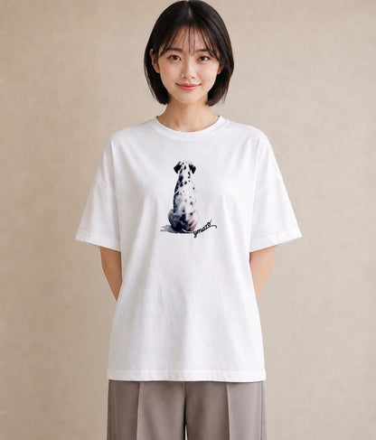 Tシャツ レディース ダルメシアン 犬 いぬ イラスト 休日コーデ 社会人 女性 白T