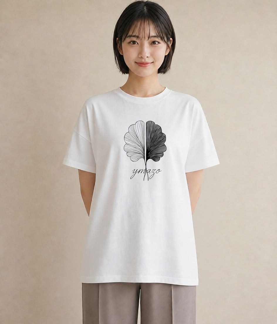 プリントTシャツ レディース 扇子 そよ風 ナチュラル アンティーク イラスト ユニーク デート 帰省 白T
