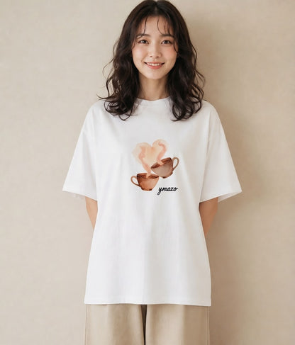 プリントTシャツ レディース コーヒー 珈琲 カフェ 食べ物 フード イラスト レトロ 旅行 母娘コーデ 白T