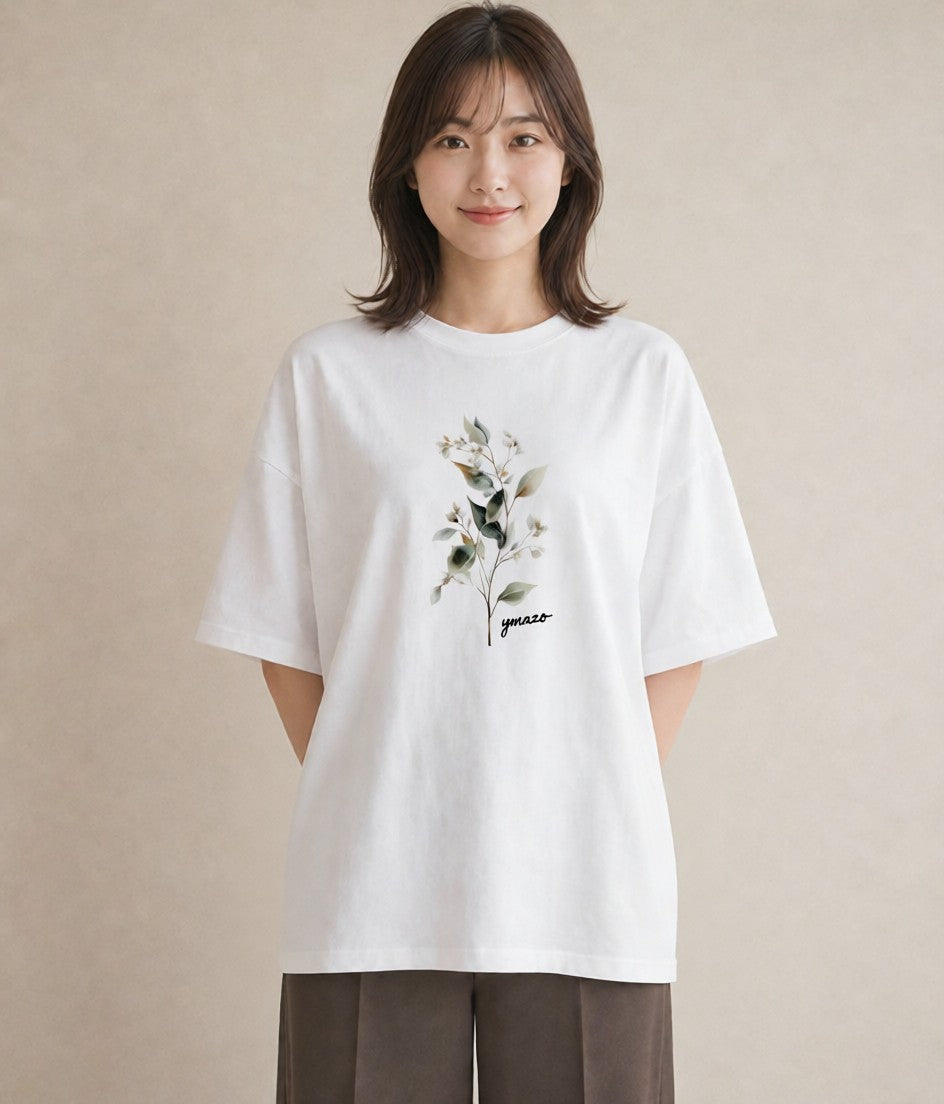 グラフィックTシャツ レディース ガラス瓶 小枝 ボタニカル ナチュラル アンティーク イラスト ニュアンス 女性 旅行用 白T