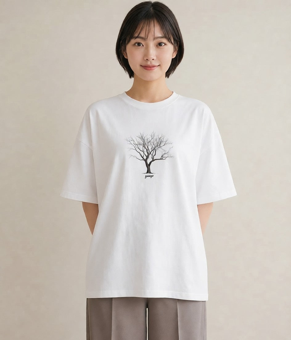 プリントTシャツ レディース 青の水彩 風景 ブルー ナチュラル アンティーク イラスト こなれ感 おしゃれギフト 社会人 白T