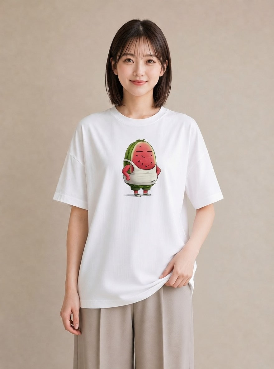 プリントTシャツ レディース すいか 食べ物 フード イラスト ボタニカル ルームウェア ギフト 白T