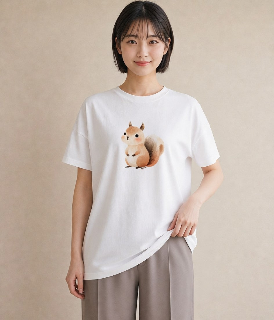 Tシャツ レディース どんぐり 植物 ボタニカル イラスト シック 姉妹 送別ギフト 白T