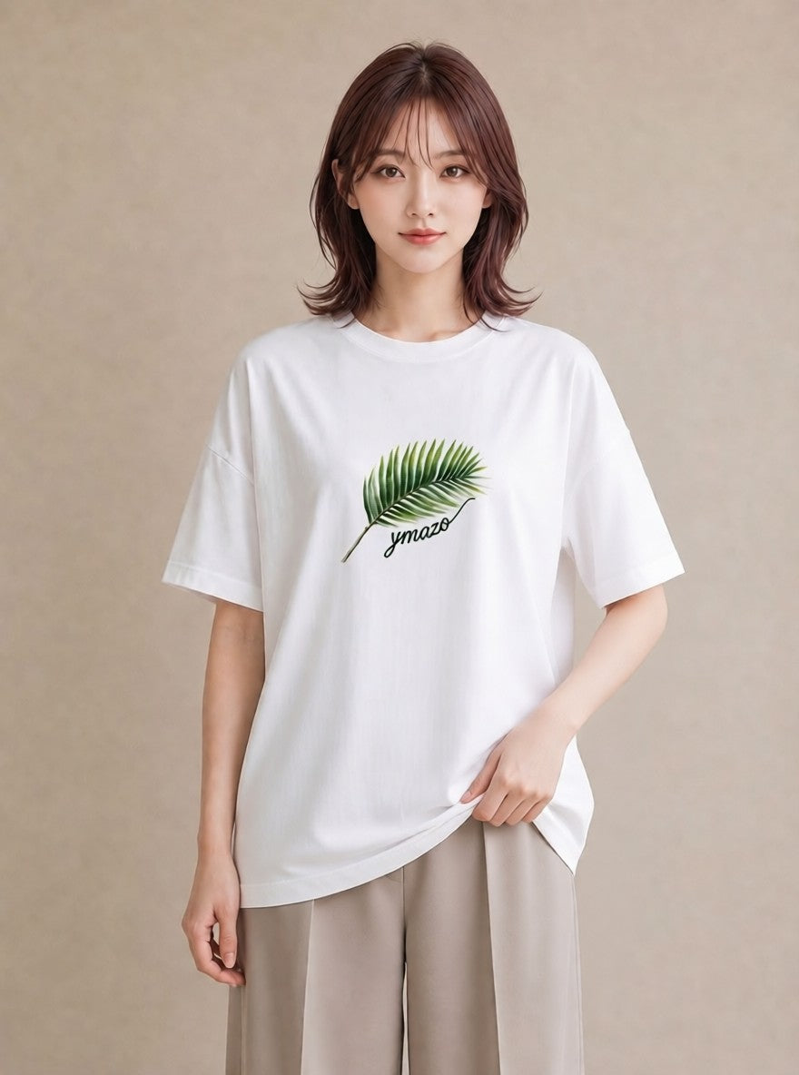 プリントTシャツ レディース シダ 植物 ボタニカル イラスト ゆるかわ 敬老の日 ホワイトデー 白T
