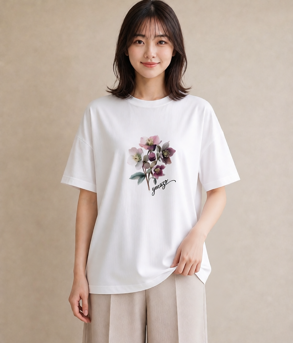 Tシャツ レディース 花 花柄 イラスト カジュアル 女性 旅行用 白T