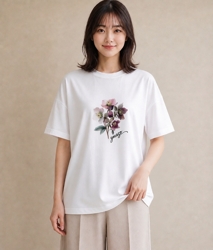 Tシャツ レディース 花 花柄 イラスト カジュアル 女性 旅行用 白T