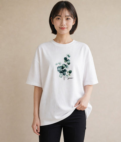 デザインTシャツ レディース 夕暮れ バルコニー 夕焼け ナチュラル アンティーク イラスト ミニマル 帰省 ラフ 白T